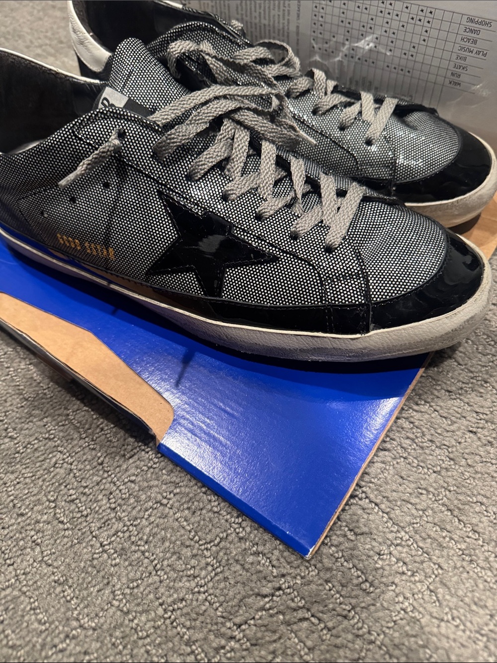 Golden Goose Black and Gray Low-Top Star Sneakers